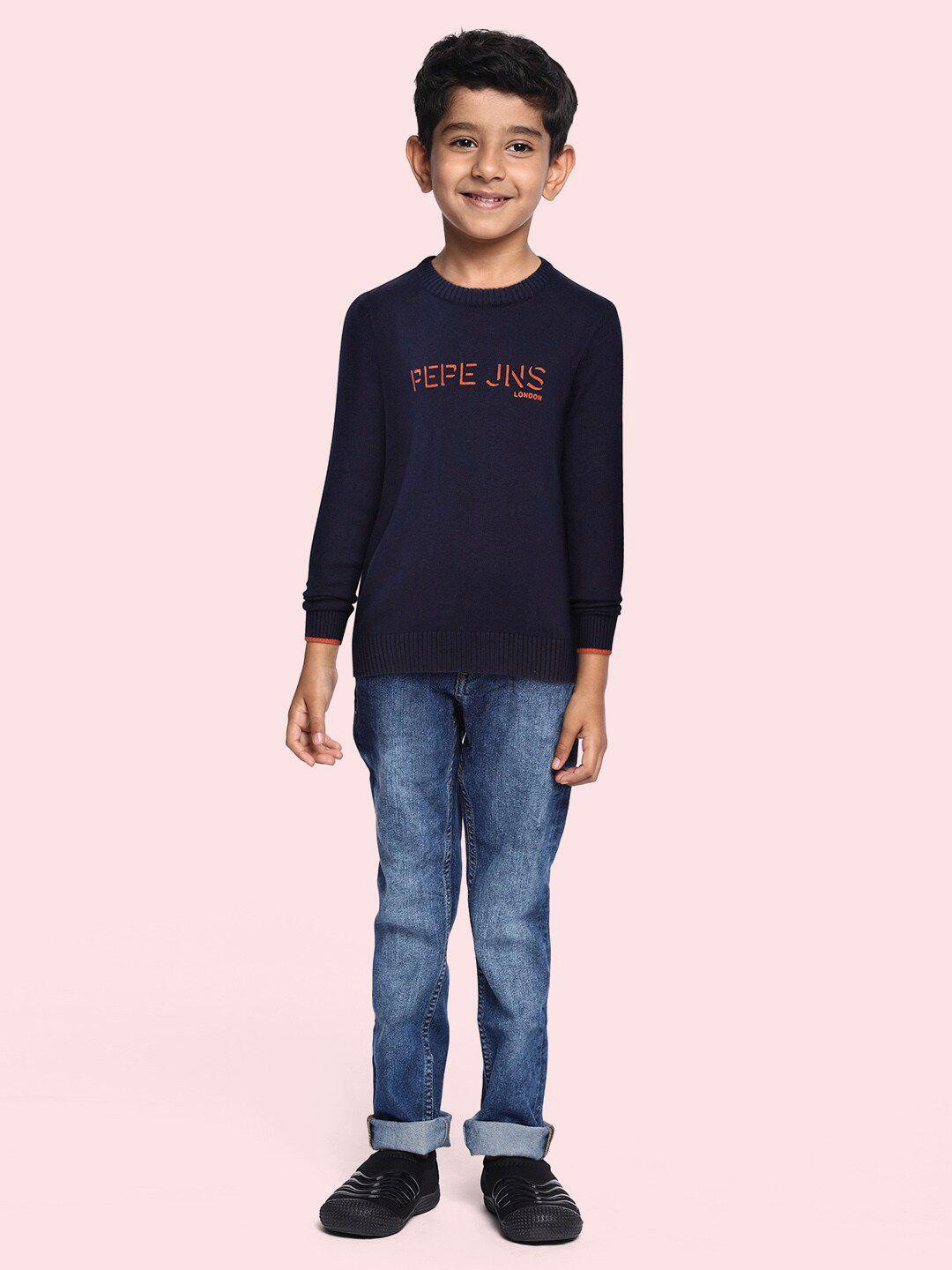 pepe-jeans-boys-navy-blue-typography-printed-cotton-regular-pullover-with-applique-detail