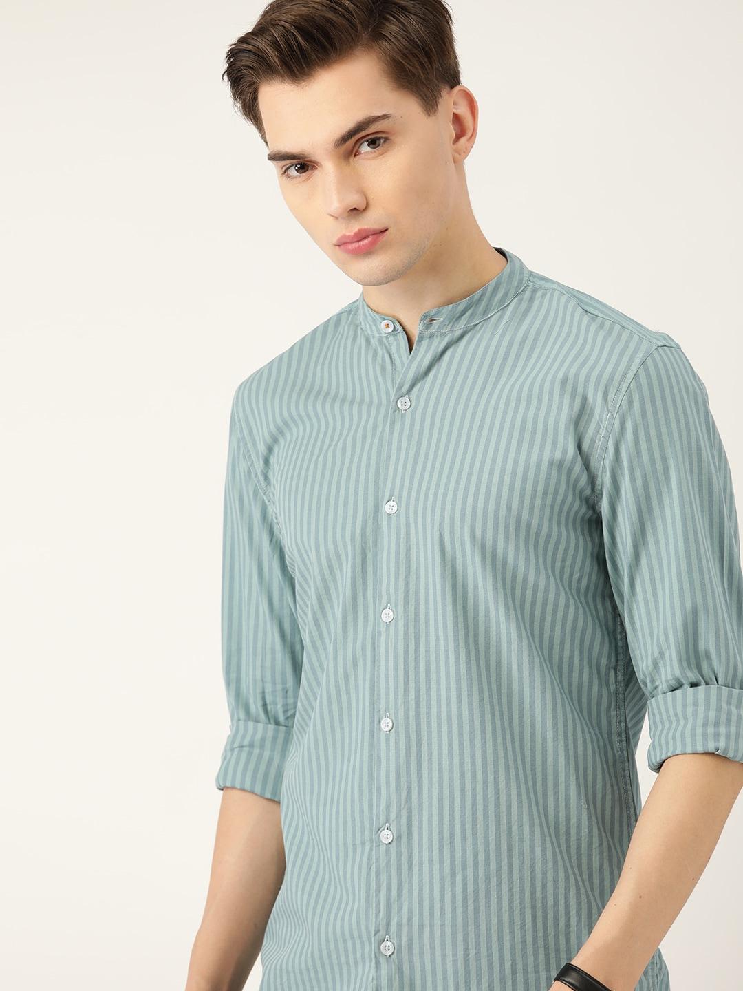 invictus-men-green-&-blue-pure-cotton-striped-sustainable-casual-shirt