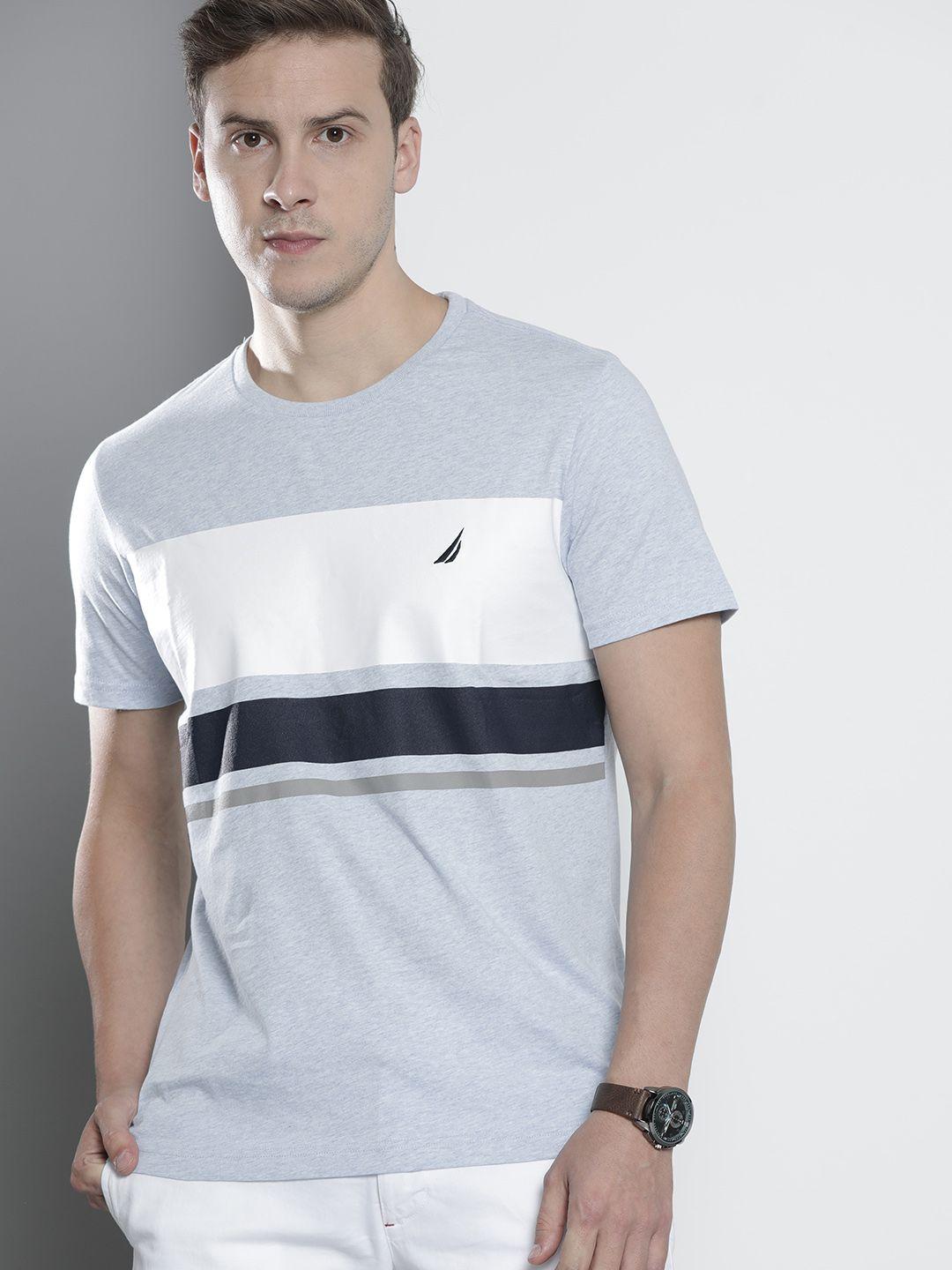 nautica-men-blue-&-white-colourblocked-t-shirt