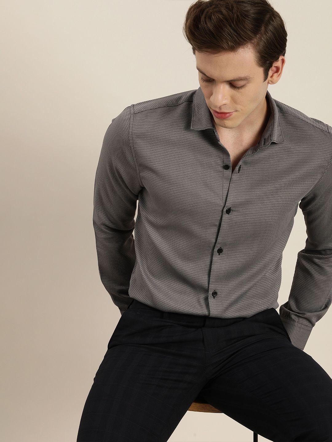 invictus-men-easy-care-grey-&-black--self-design-sustainable-formal-shirt