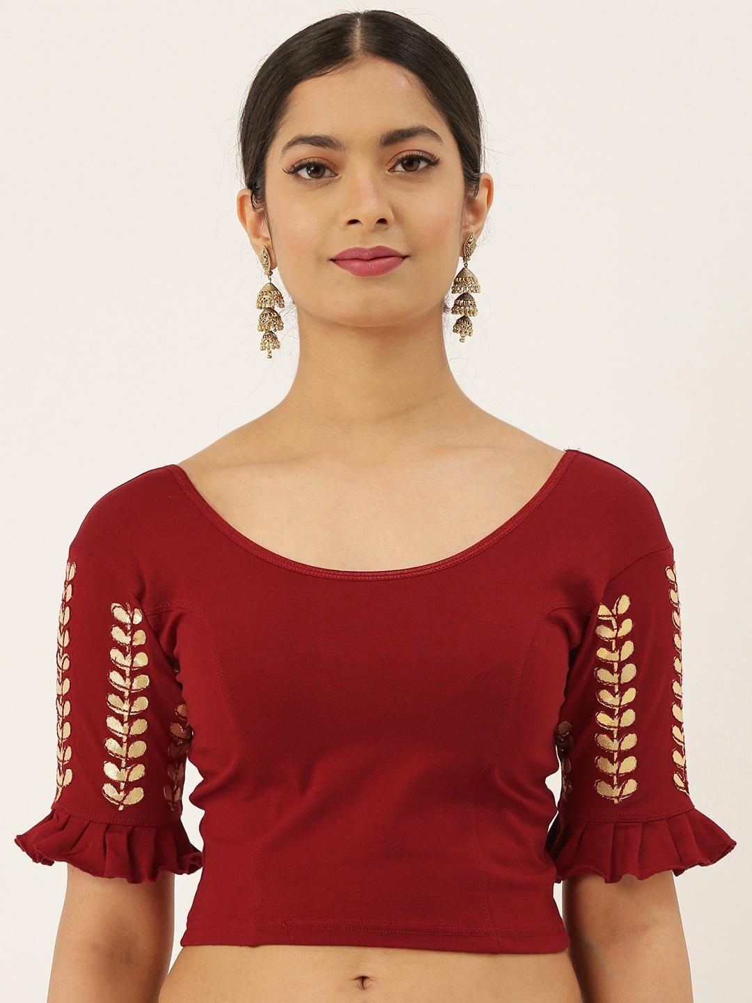 vastranand-women-maroon-solid-stretchable-gotta-patti-work-saree-blouse