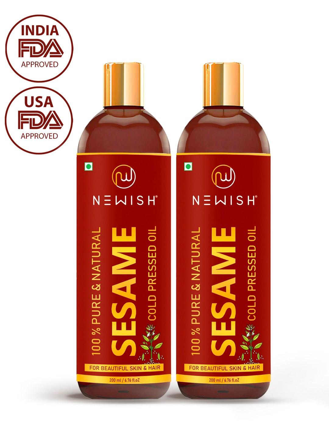 NEWISH Set Of 2 Cold Pressed Sesame Oil For Hair & Skin 200 ml each