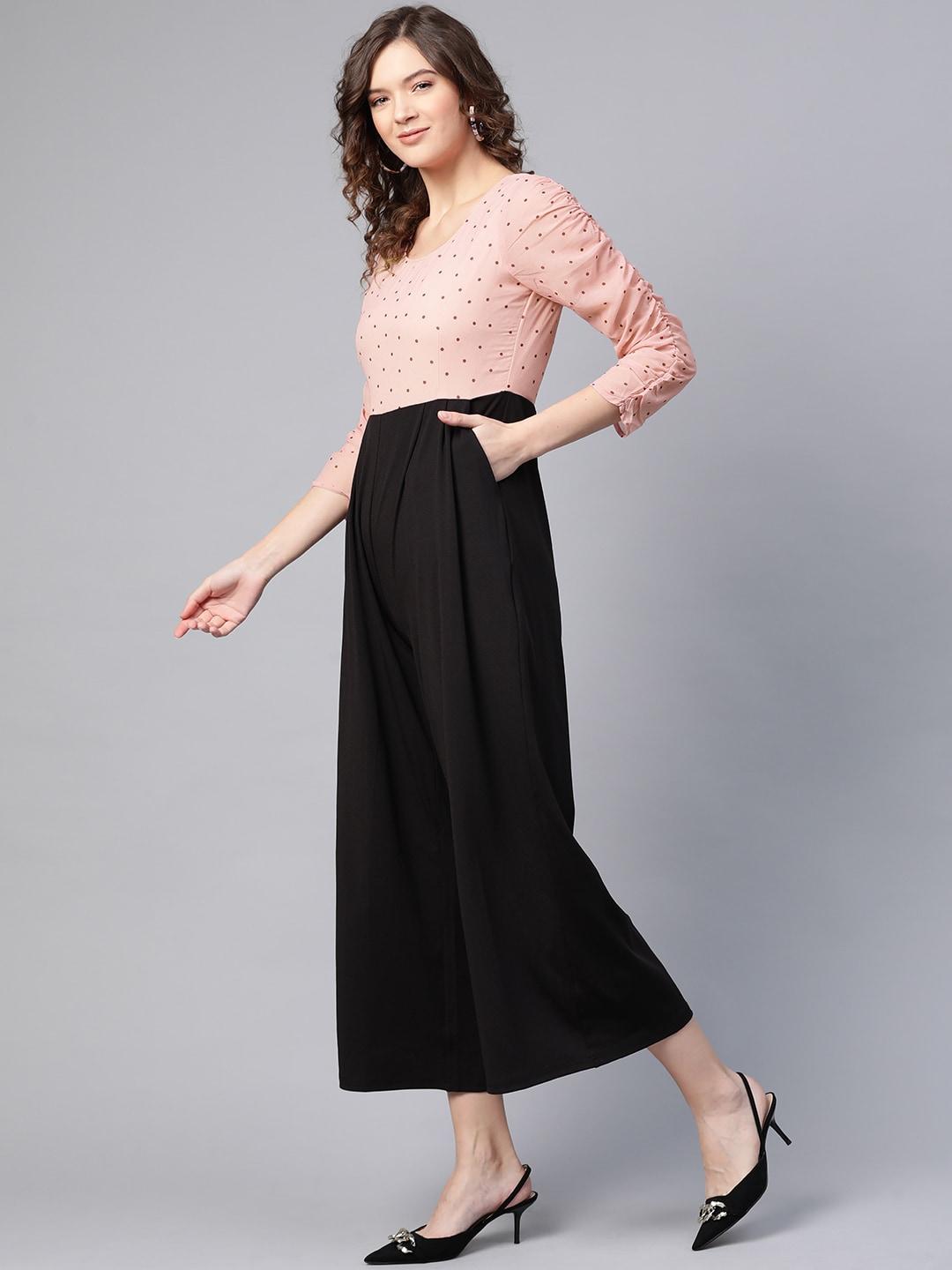 sassafras-pink-and-black-colourblocked-smocked-jumpsuit