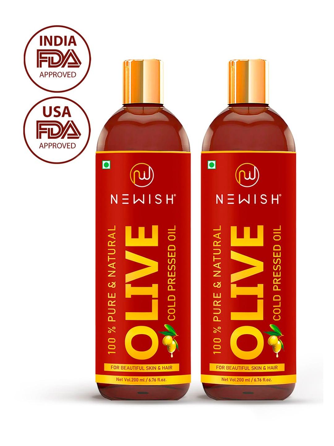 NEWISH Set of 2 Pure Cold Pressed Olive Oil For Hair & Skin