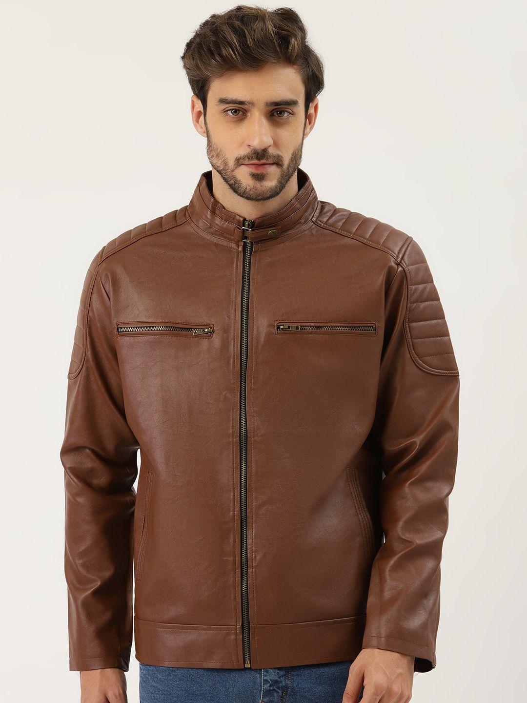 Leather Retail Men Brown Solid Leather Jacket