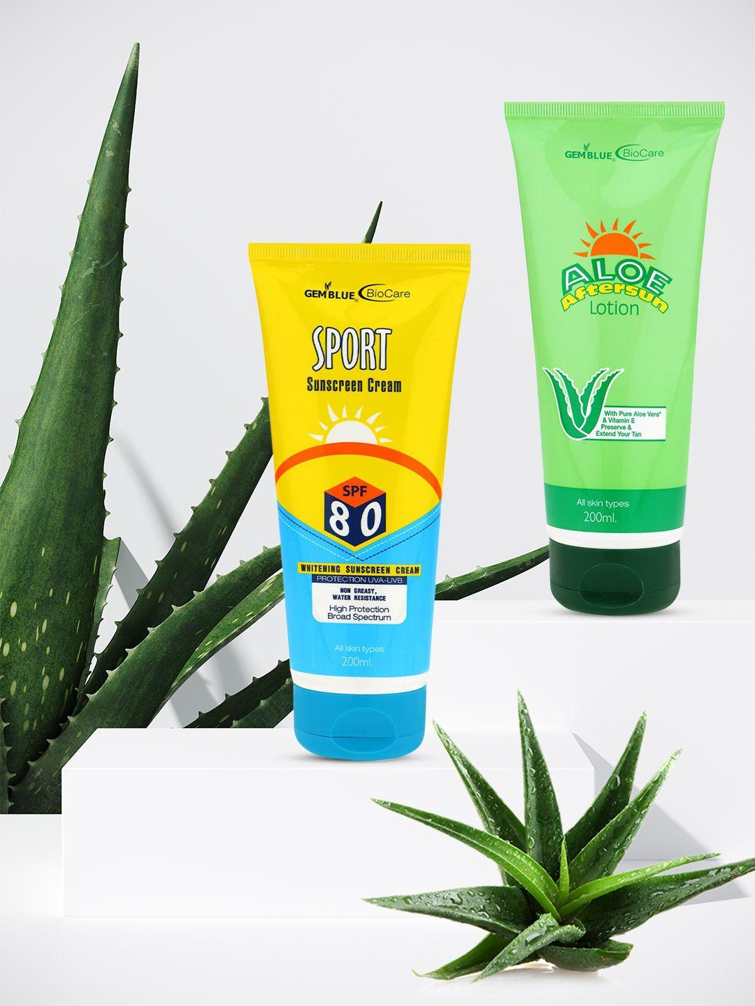 gemblue-biocare-unisex-combo-of-2-sunscreen-cream-spf80-&-after-sun-lotion-400-ml