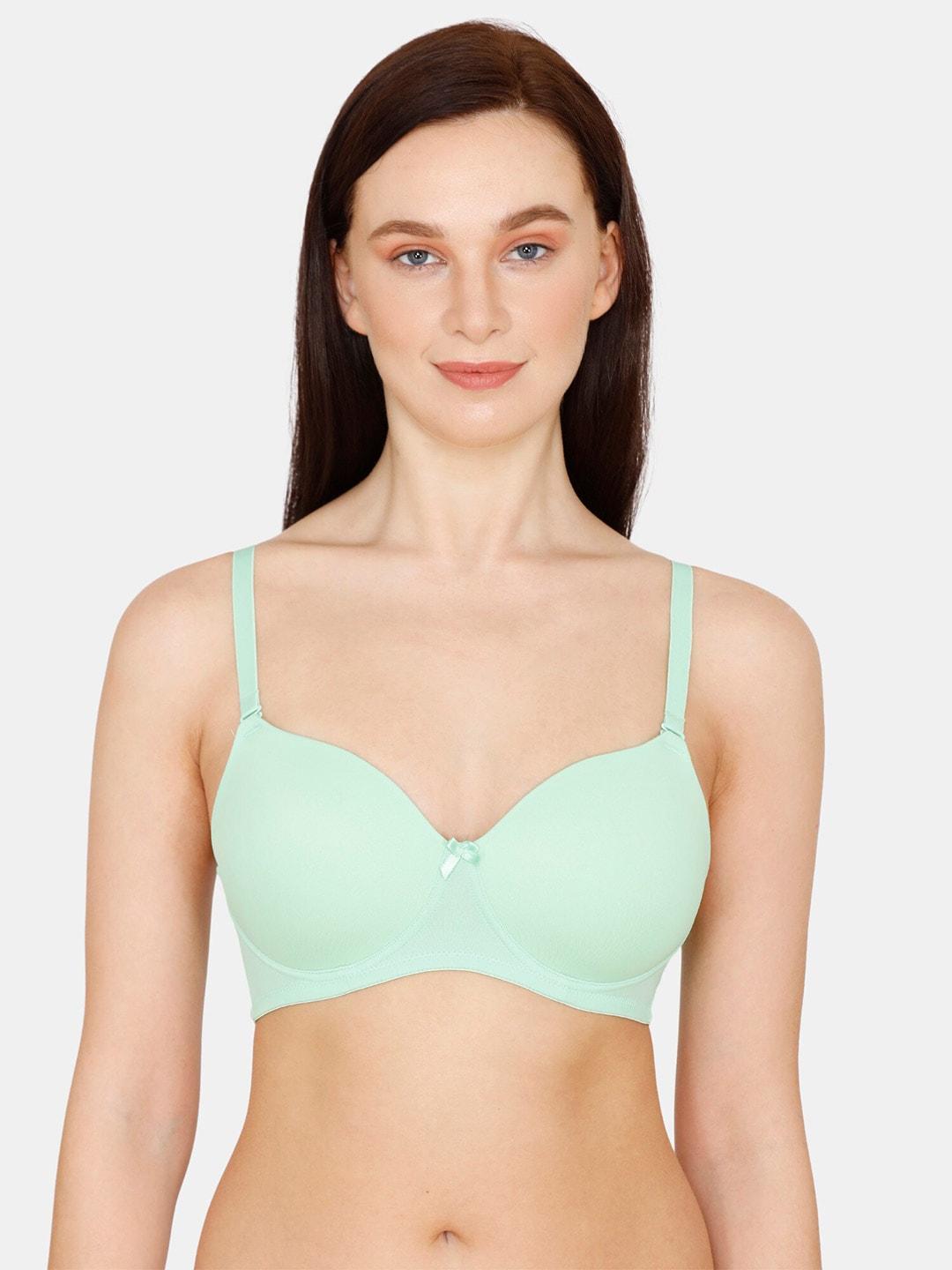 Zivame Green Solid Non-Wired Lightly Padded T-shirt Bra