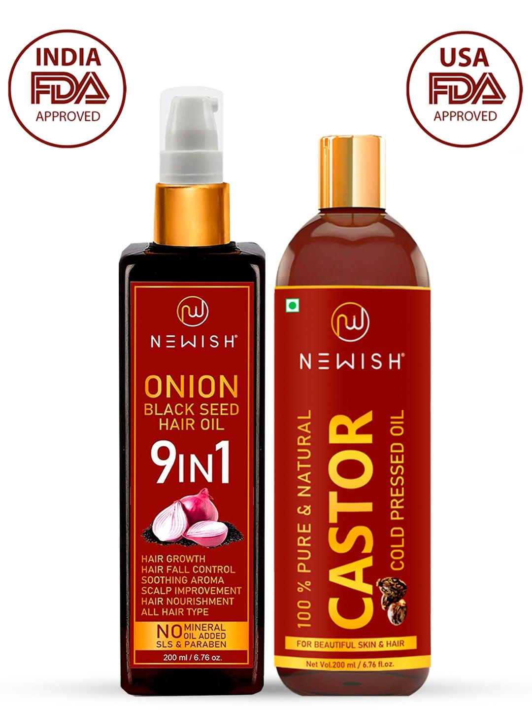 NEWISH Red Onion Black Seed Oil & Newish Organic Cold Pressed Castor Oil
