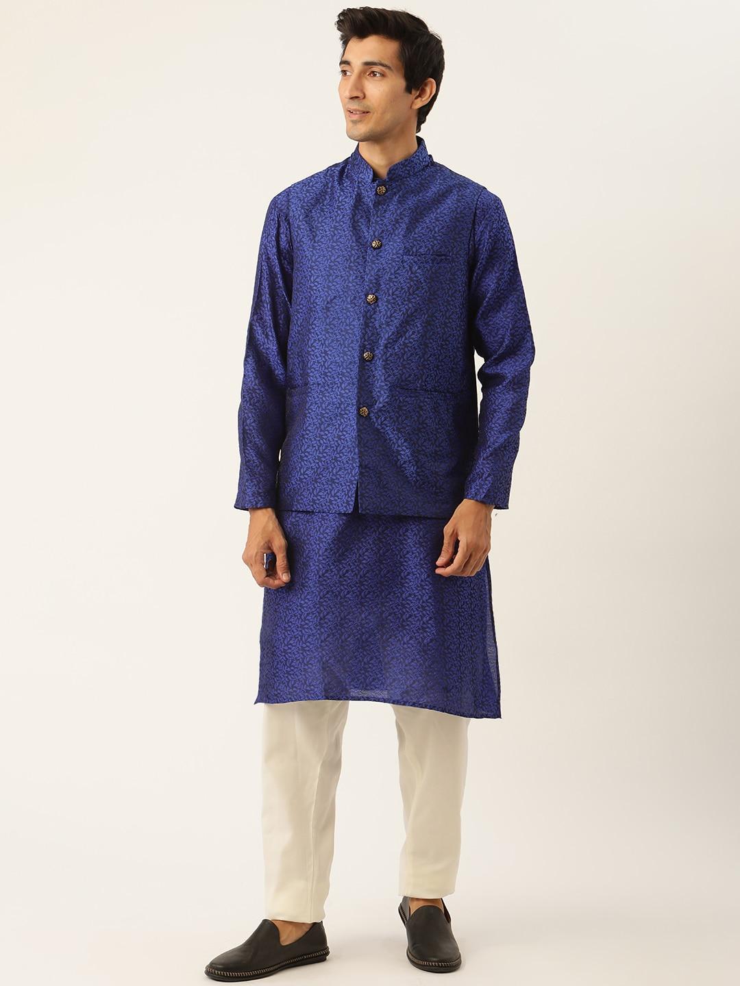 sojanya-men-blue-floral-kurta-with-churidar-&-nehru-jacket