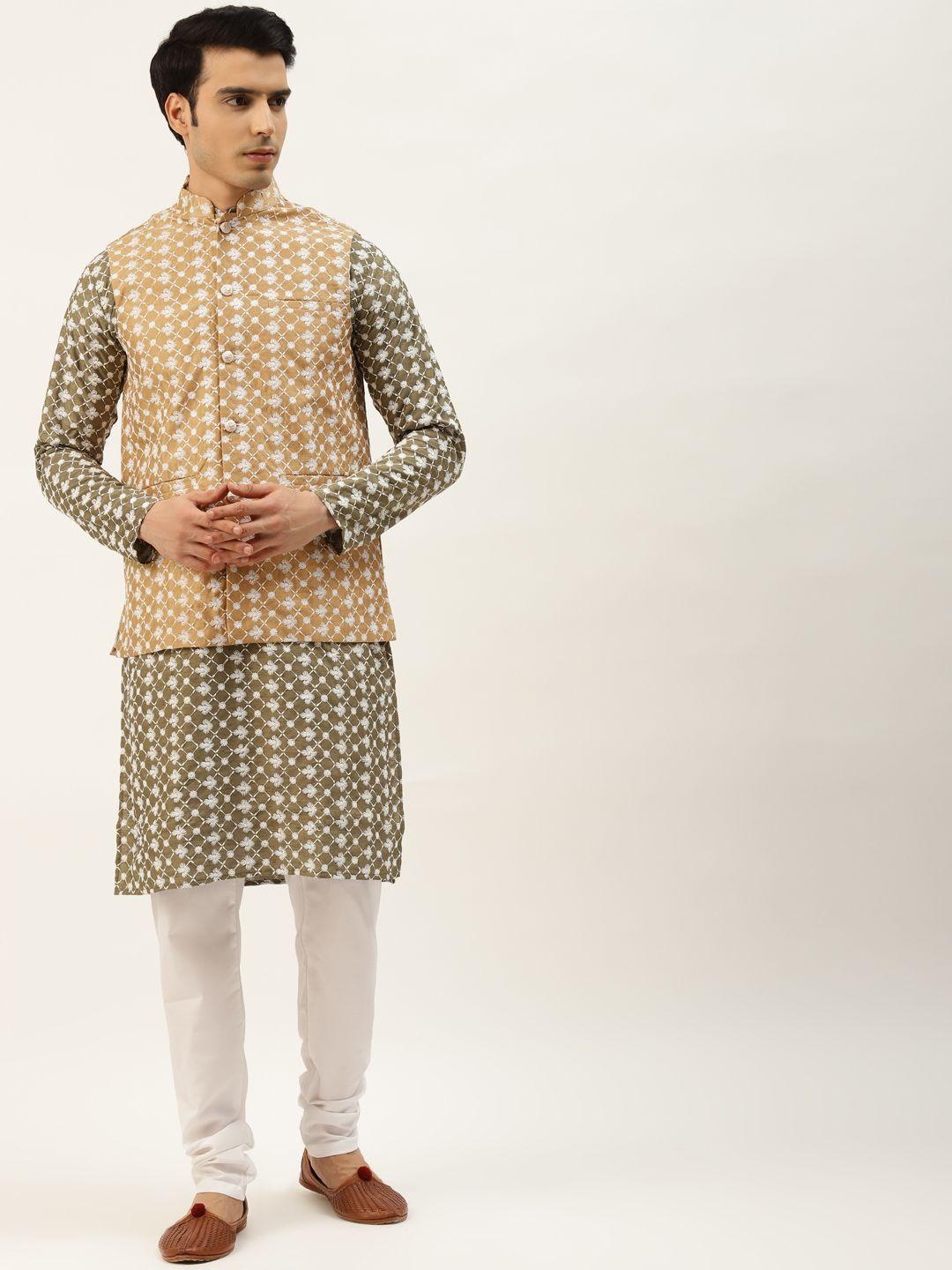 sojanya-men-olive-ethnic-motifs-embroidered-thread-work-kurta-with-churidar