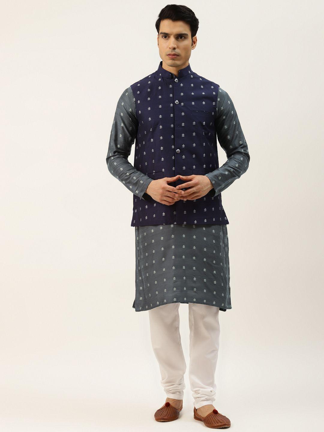 sojanya-men-charcoal-ethnic-motifs-kurta-with-churidar-&-nehru-jacket