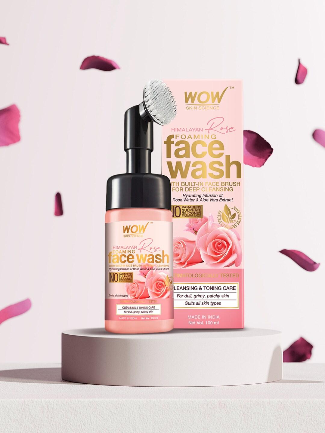 WOW SKIN SCIENCE Unisex Himalayan Rose Foaming Face Wash with Built-in Face Brush 100 ml