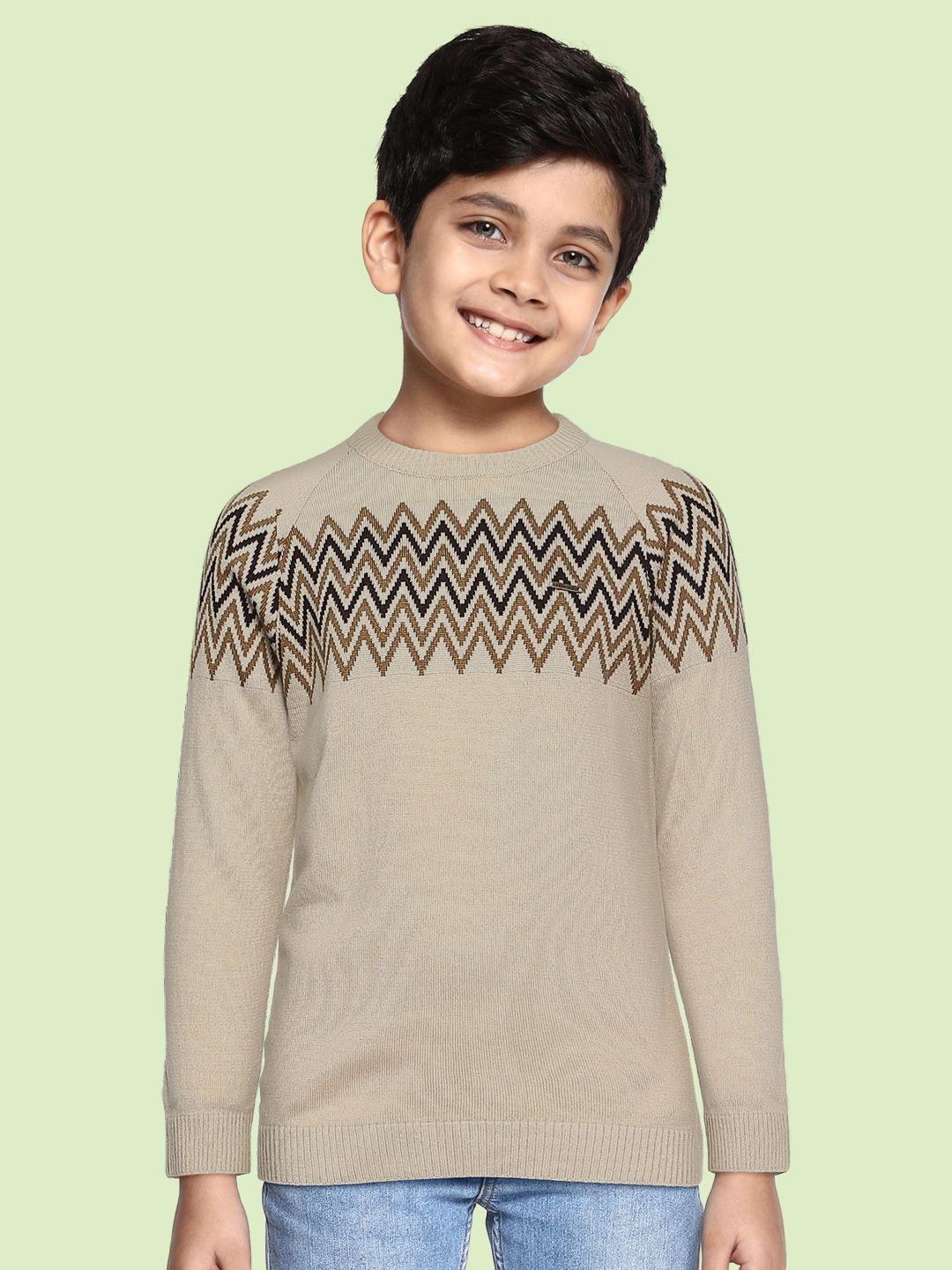 Allen Solly Junior Boys Beige Self Design Pullover Sweater