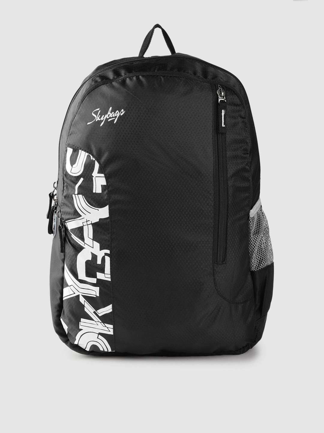 Skybags Unisex Black & White Brand Logo Print Backpack- 21.3 Ltrs
