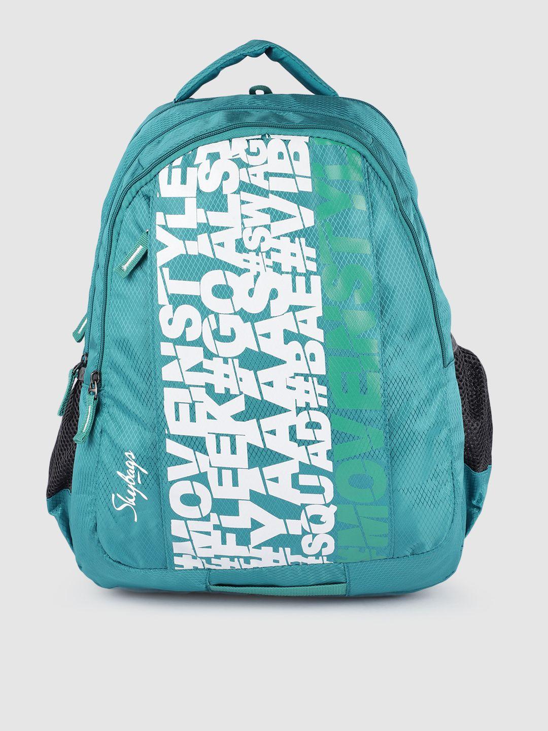 Skybags Unisex Kids Sea Green Typography Printed Backpack