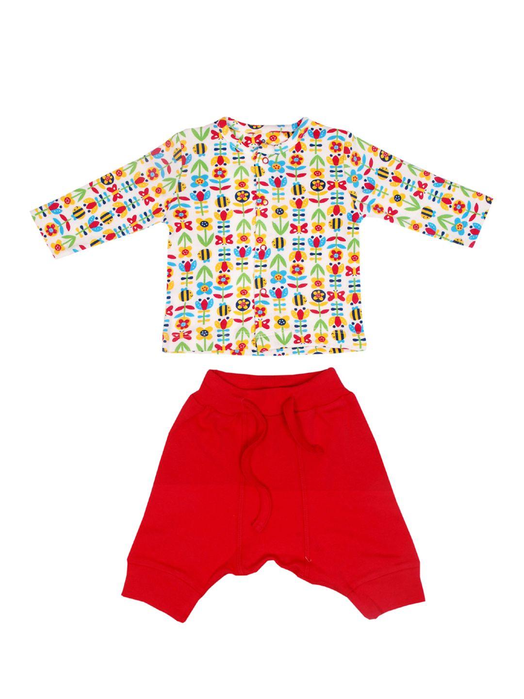 candy cot Unisex Kids Red Printed T-shirt with Pyjamas Clothing Set