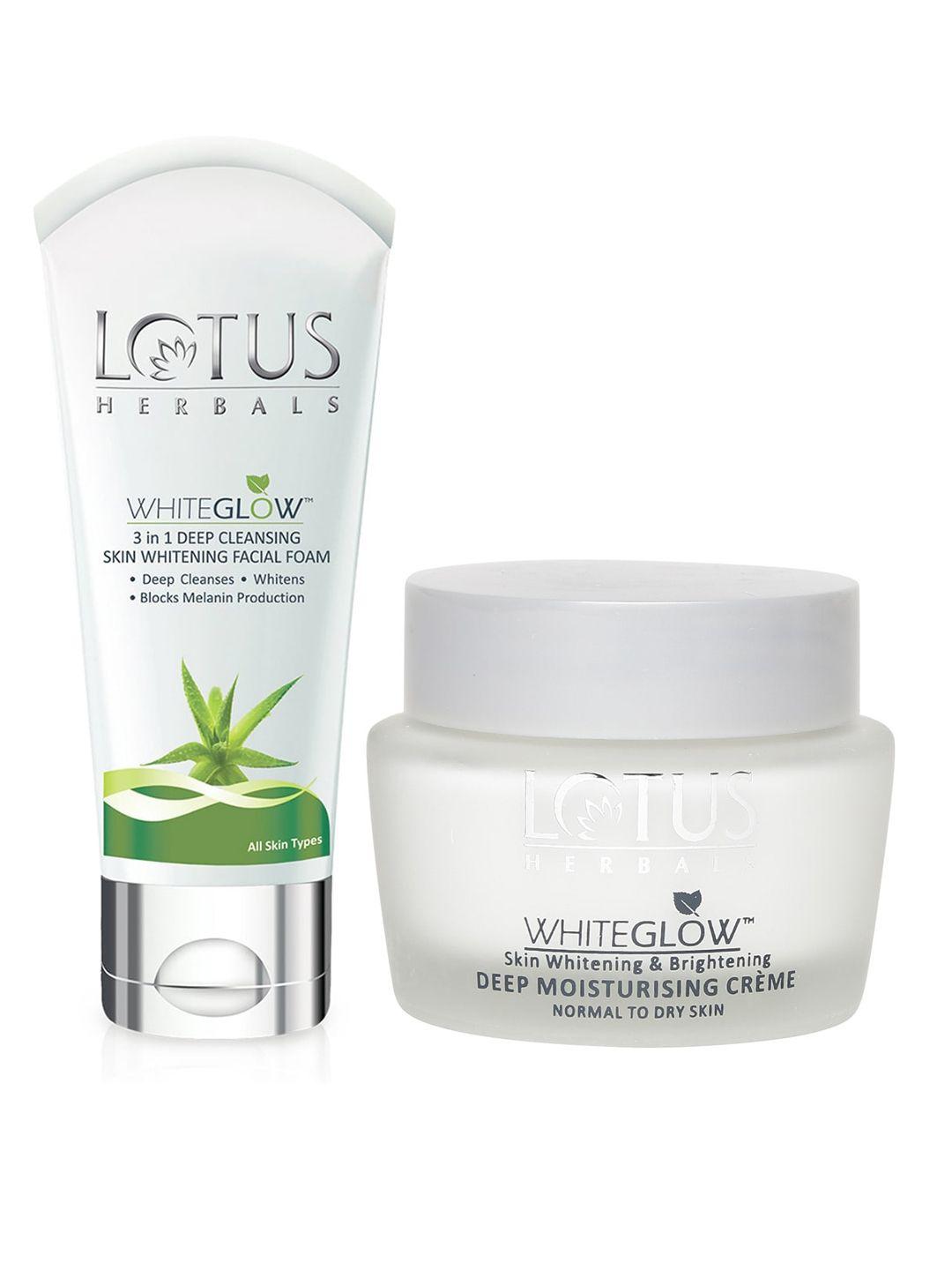Lotus Herbals Set of Sustainable Whiteglow SPF 20 PA +++ Gel Creme &  3-in-1 Facial Foam