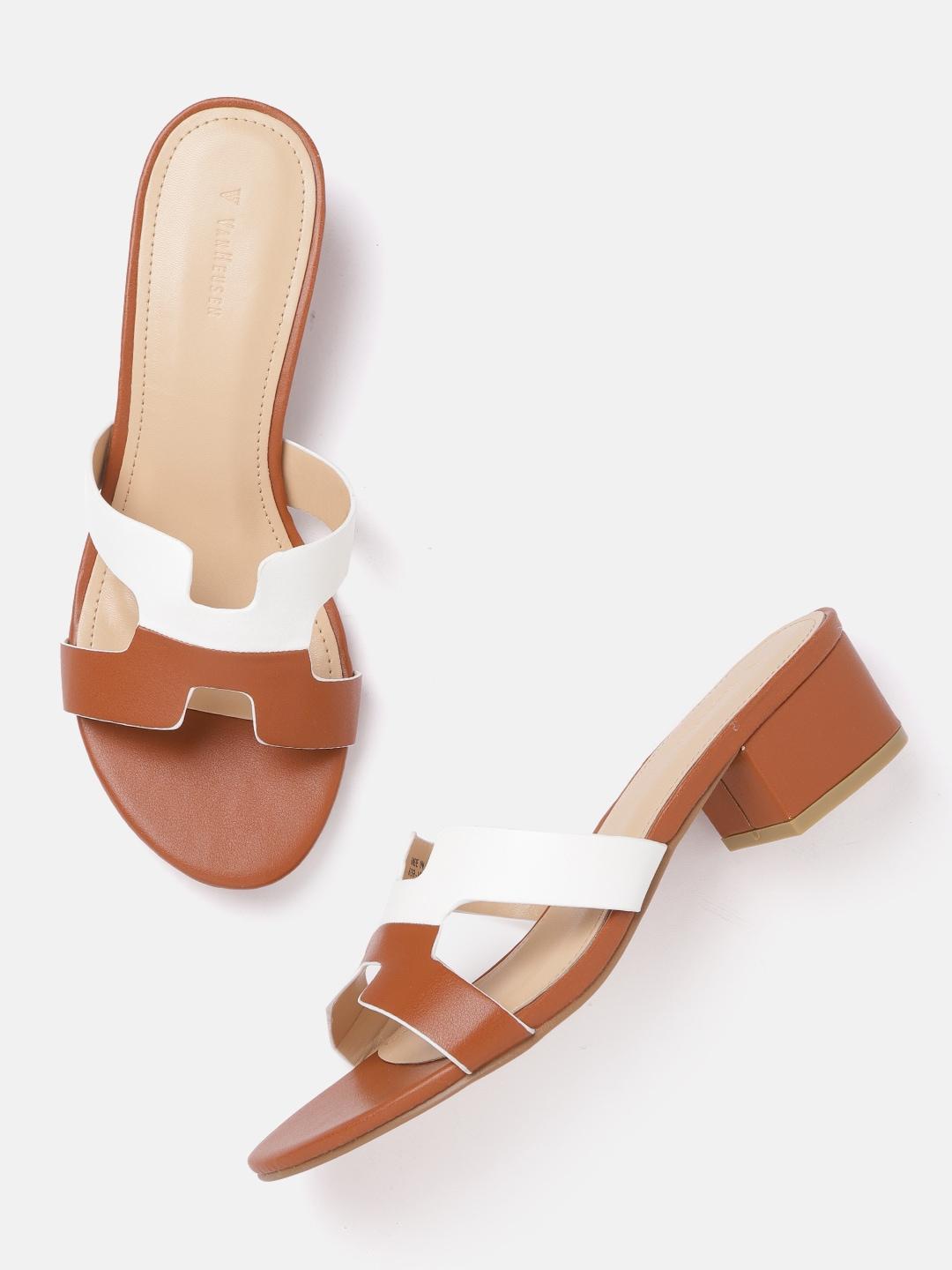 van-heusen-woman-tan-brown-&-white-colourblocked-block-heels