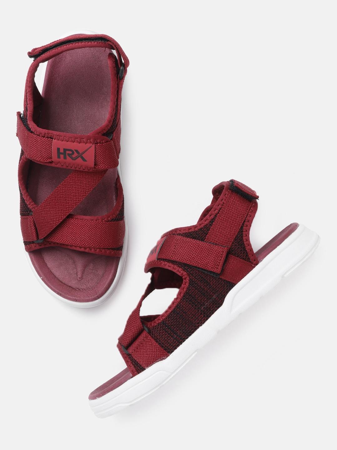 hrx-by-hrithik-roshan-men-maroon-&-black-woven-design-hook-&-loop-athleisure-sandal