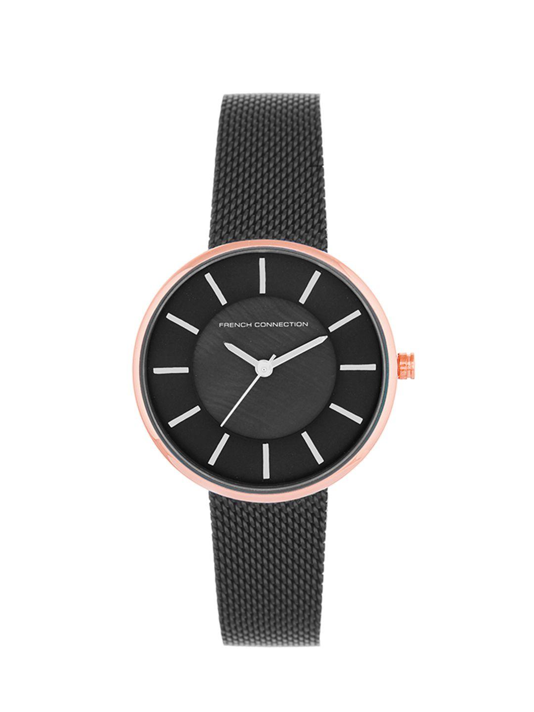 french-connection-women-black-dial-&-stainless-steel-analogue-watch---fcn0005f