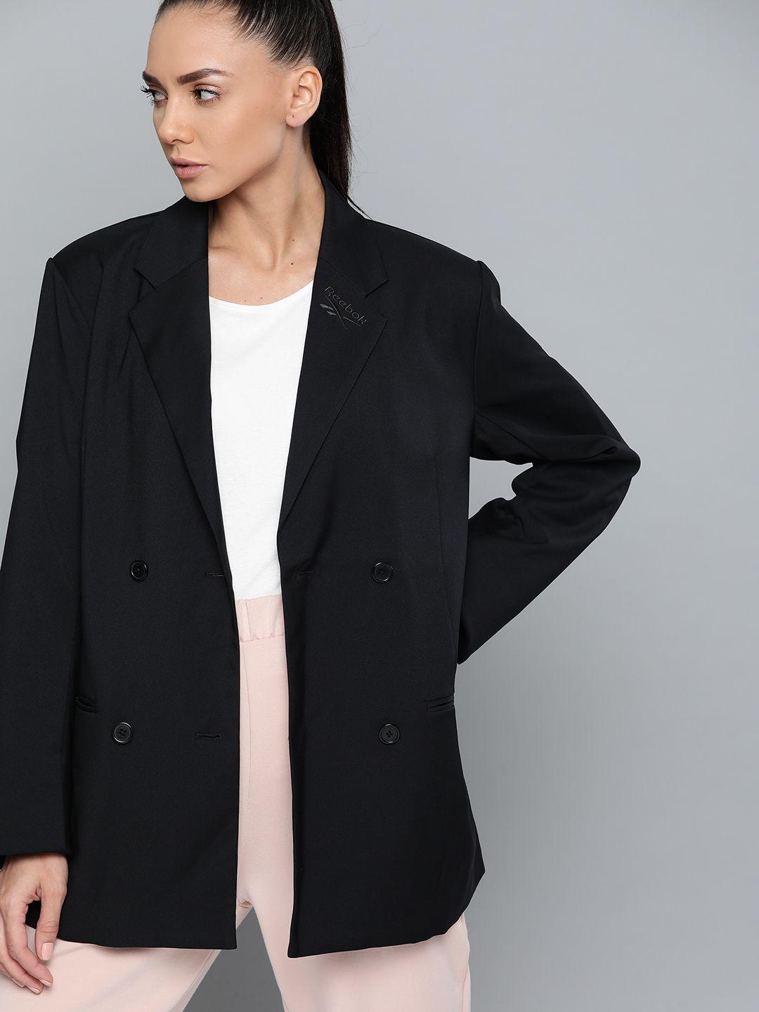 reebok-classic-women-black-double-breasted-oversized-fit-solid-blazer
