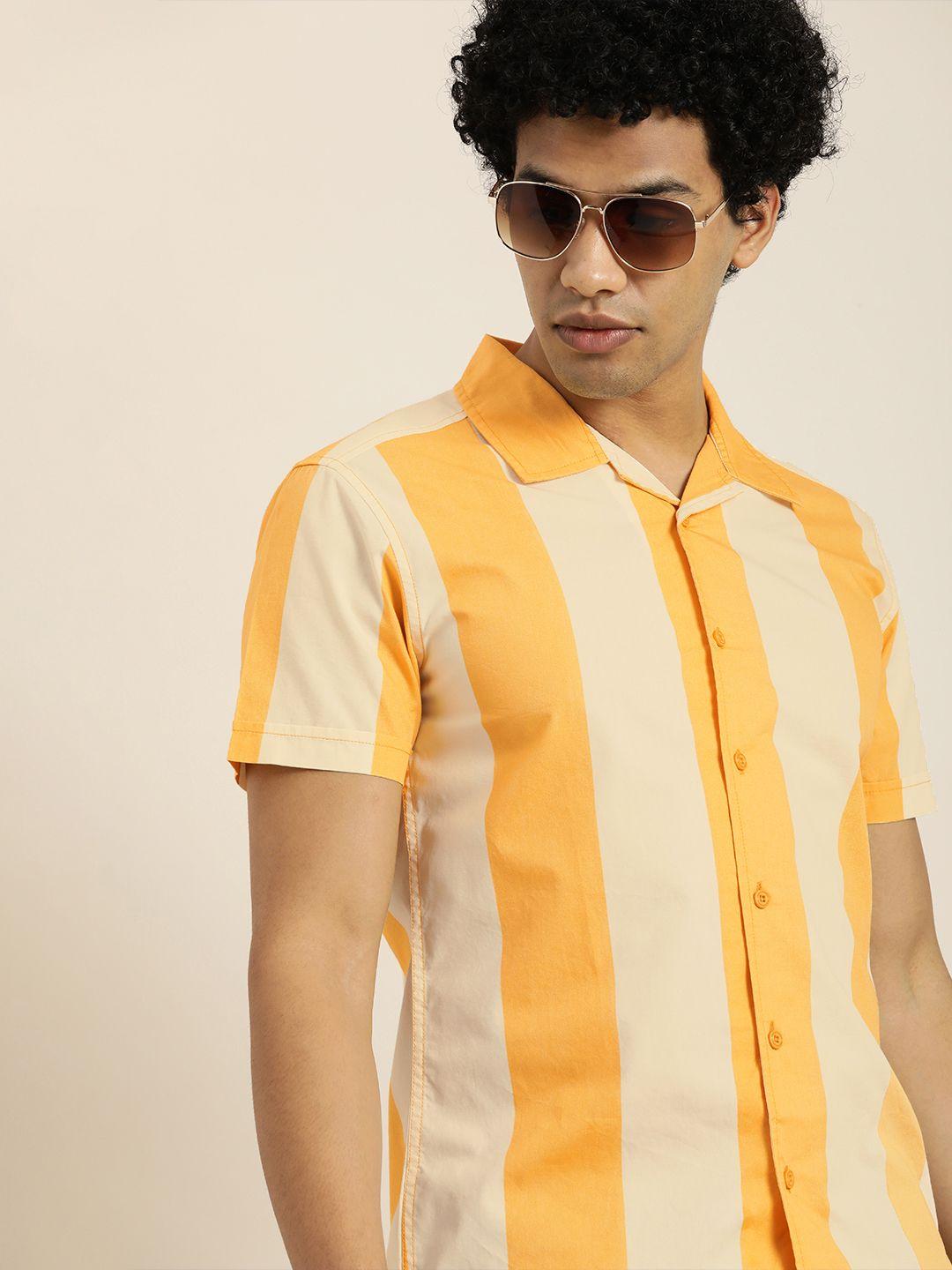 moda-rapido-men-yellow-&-off-white-slim-fit-opaque-striped-sustainable-casual-shirt