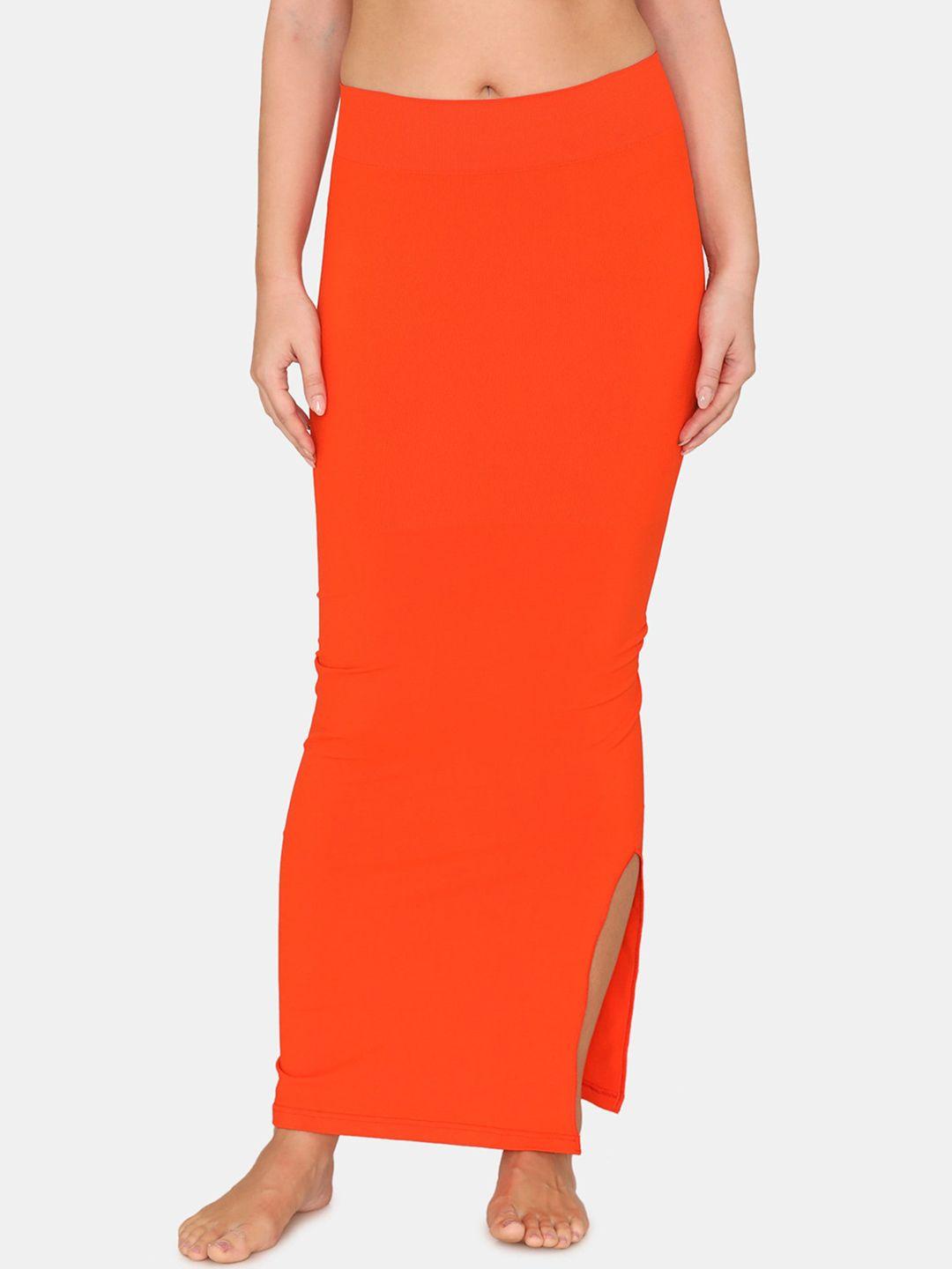 zivame-women-orange-solid-saree-shapewear