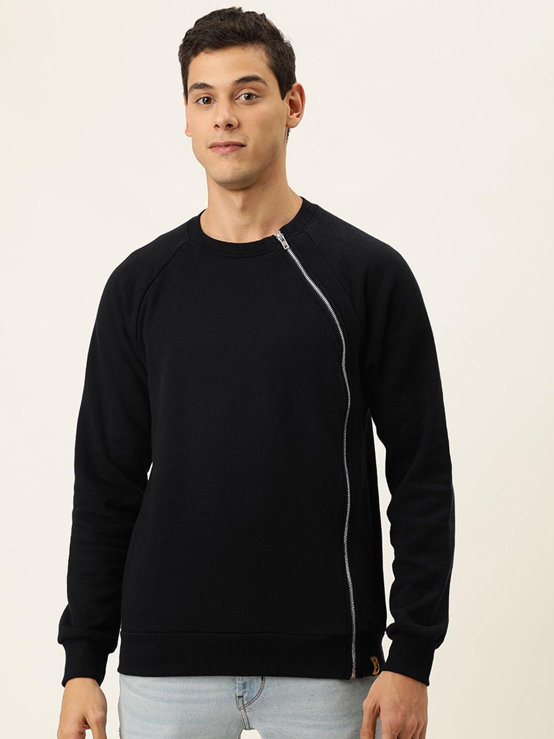 campus-sutra-men-black-solid-sweatshirt