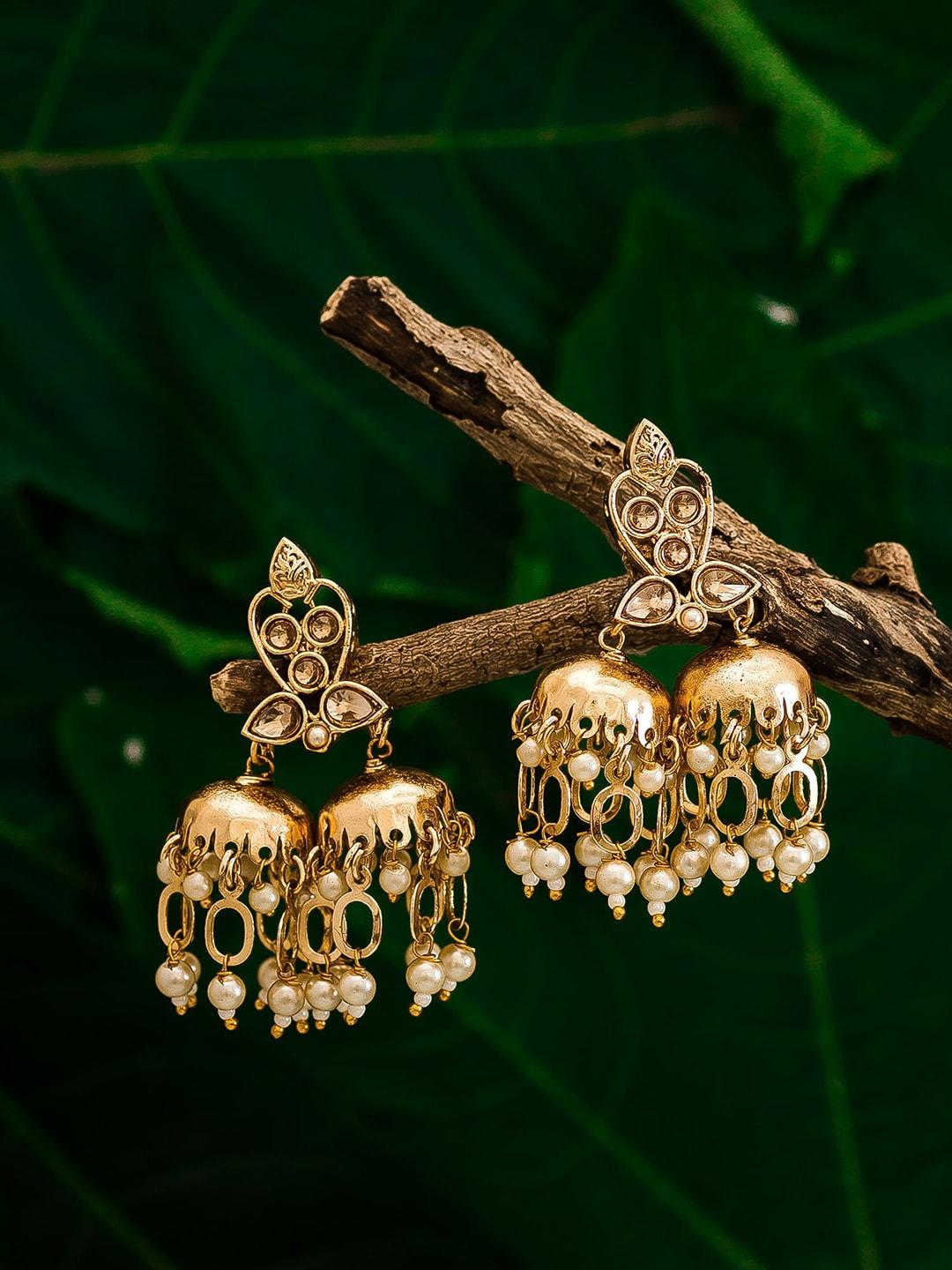 Aadita Gold-Toned Ethnic Jhumkas Earrings