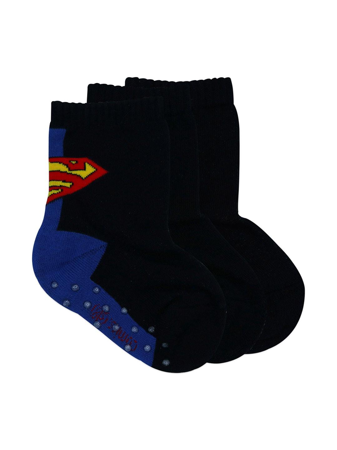 Justice League Kids Pack Of 3 Patterned Calf-Length Anti-Skid Socks