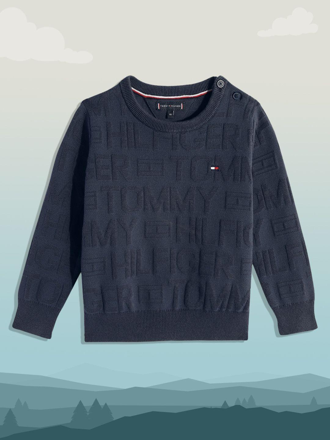 Tommy Hilfiger Boys Navy Blue Brand Logo Embroidered Pullover