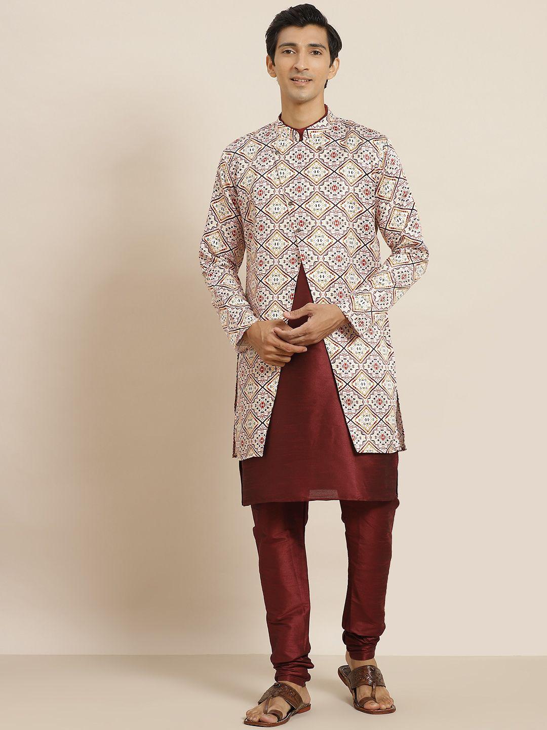 sojanya-men-maroon-kurta-set-&-jacket