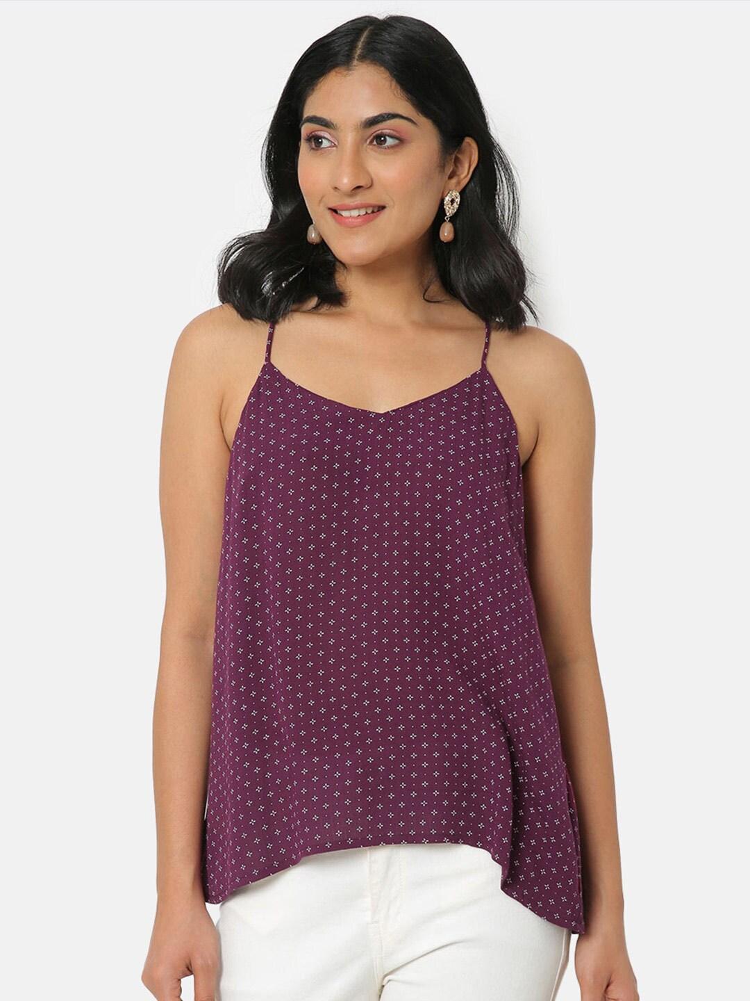 saaki-women-purple-ditsy-printed-shoulder-straps-regular-top