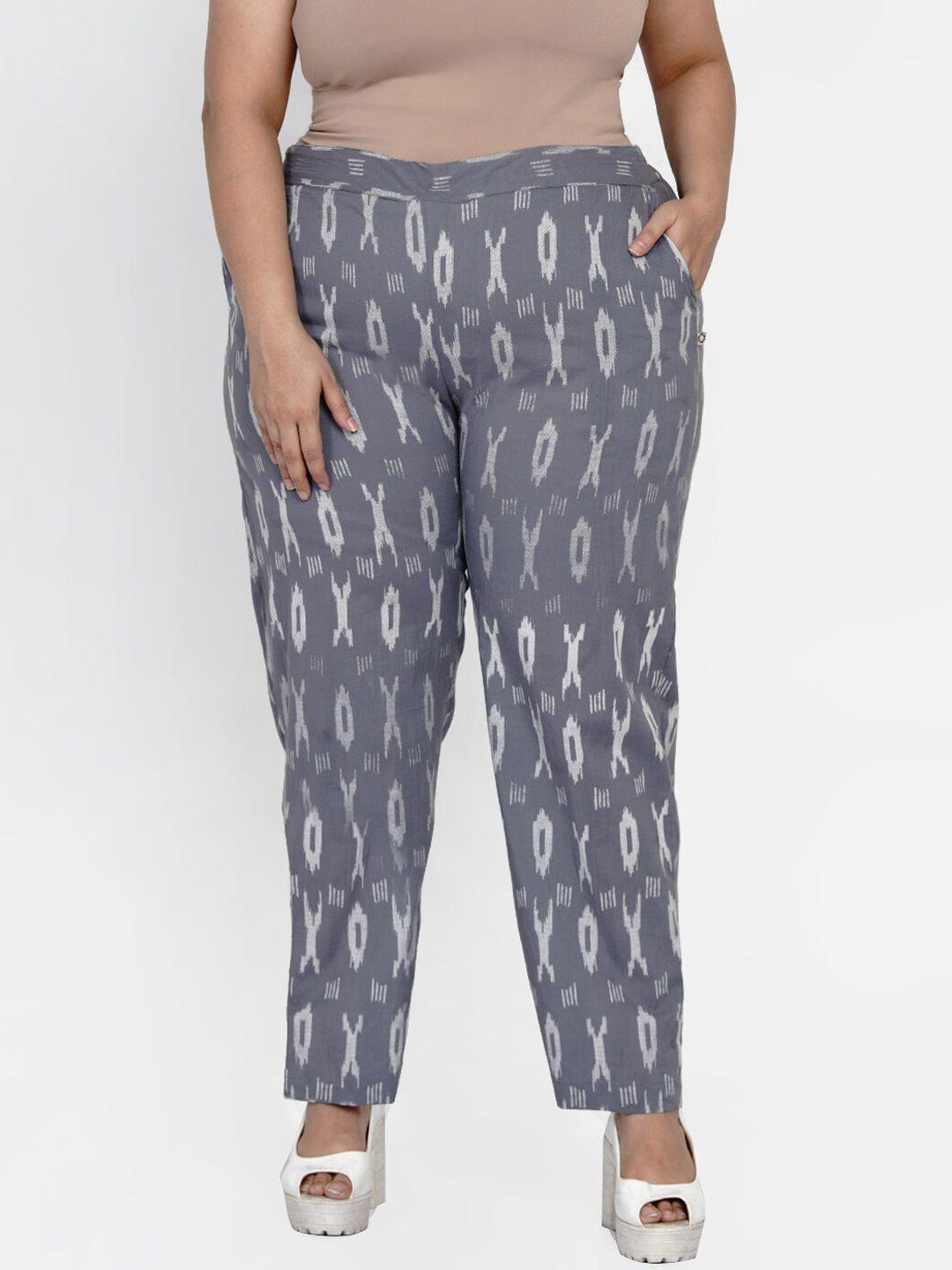 Fabnest Curve Women Grey Printed Trousers