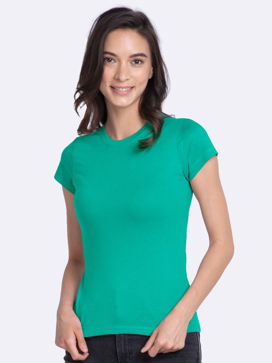 bewakoof-women-green-pure-cotton-t-shirt