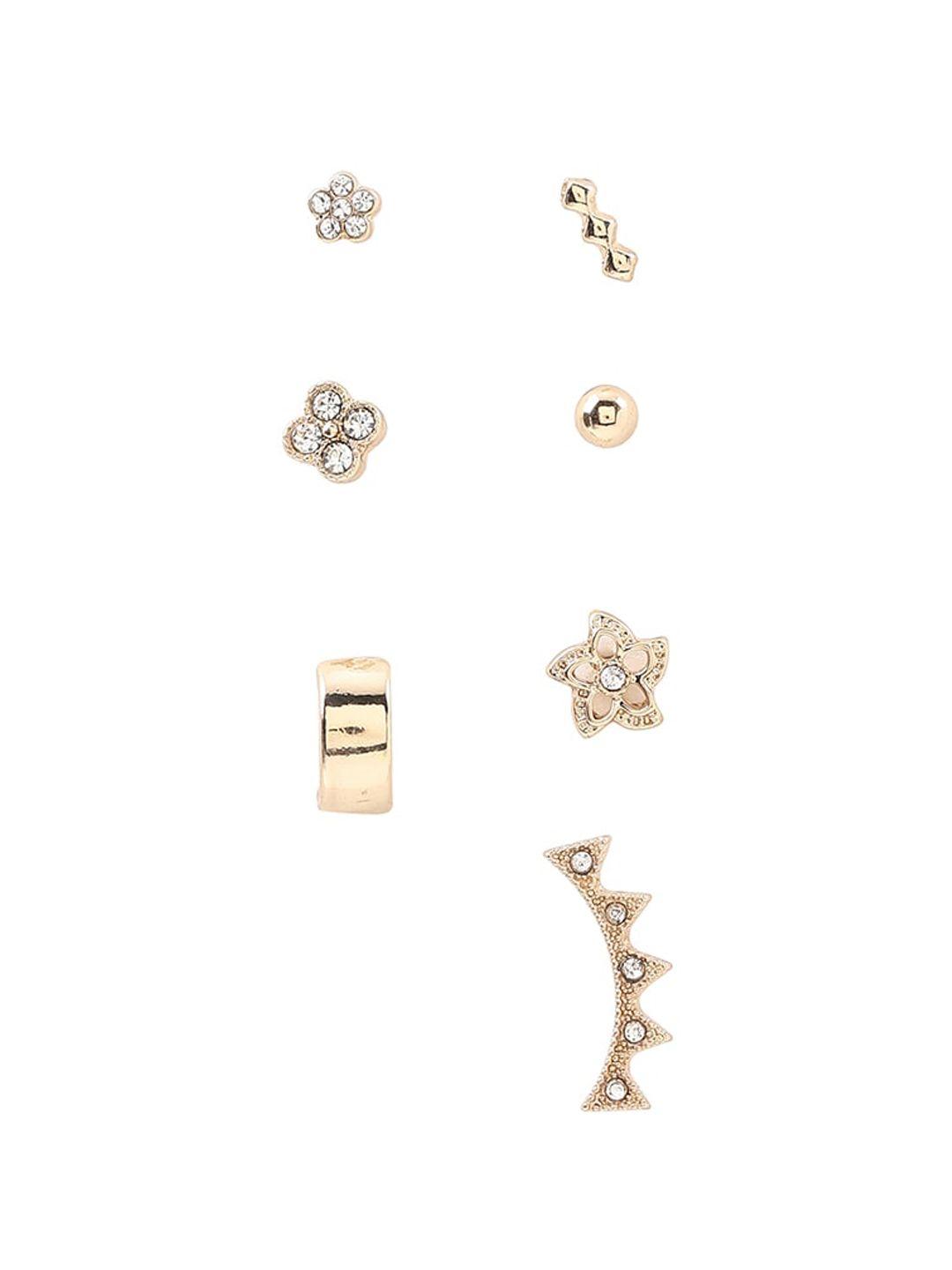 FOREVER 21 Women Gold-Toned Gold-Plated Contemporary Studs Earrings Set