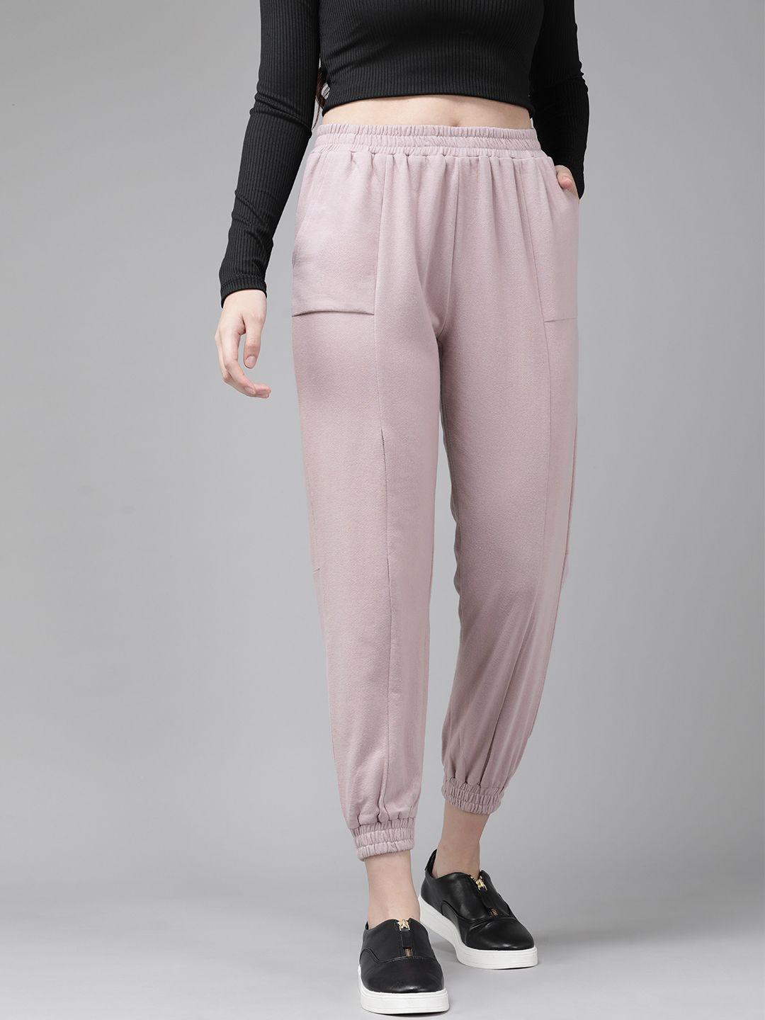 roadster-women-rose-solid-cotton-joggers