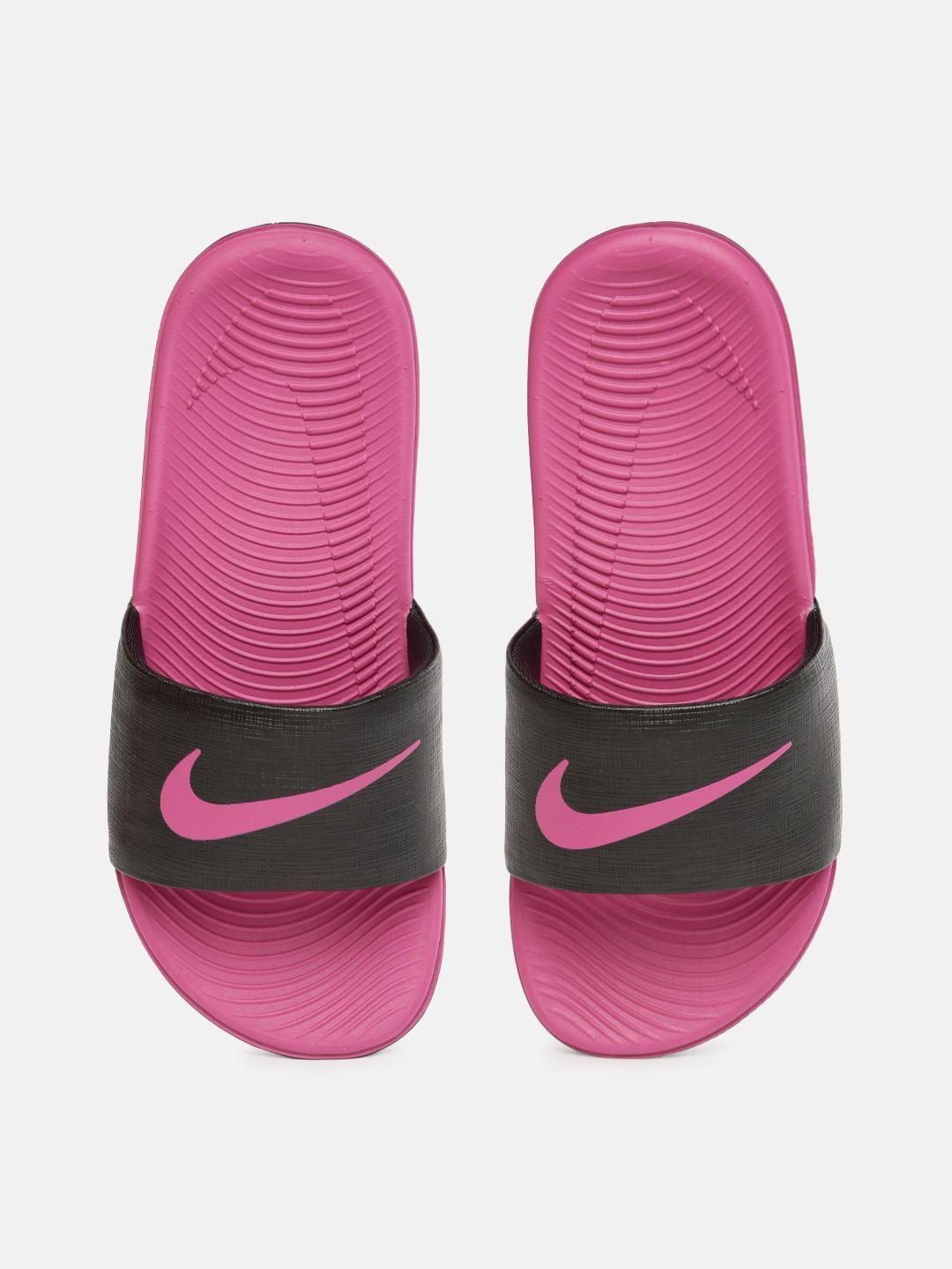Nike Boys Black & Pink KAWA Printed Sliders