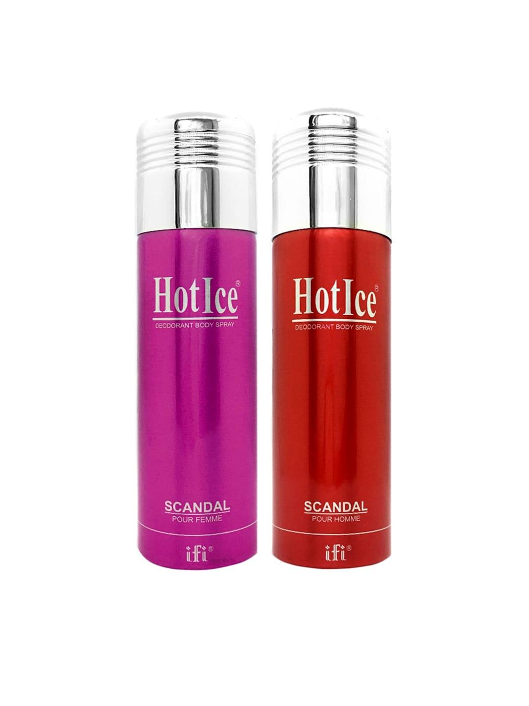 Hot Ice Scandal Fomme & Scandal Homme Deodorant, 200ml Each - ( Set of 2)