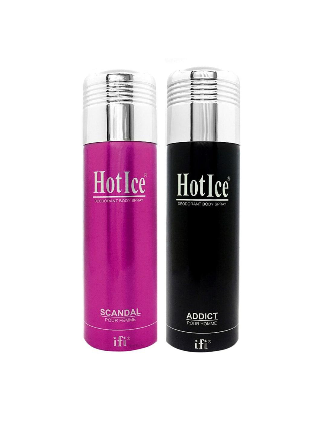 Hot Ice Scandal Fomme & Addict Homme Deodorant - 200ml Each