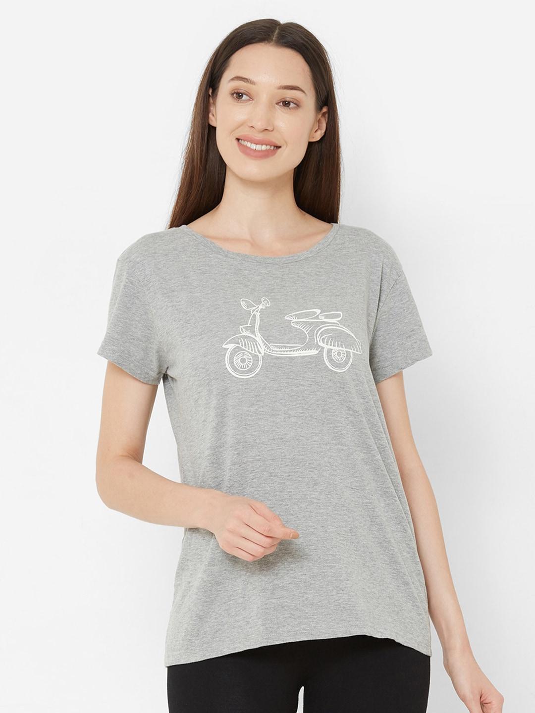 Mystere Paris Women Grey Printed T-shirt