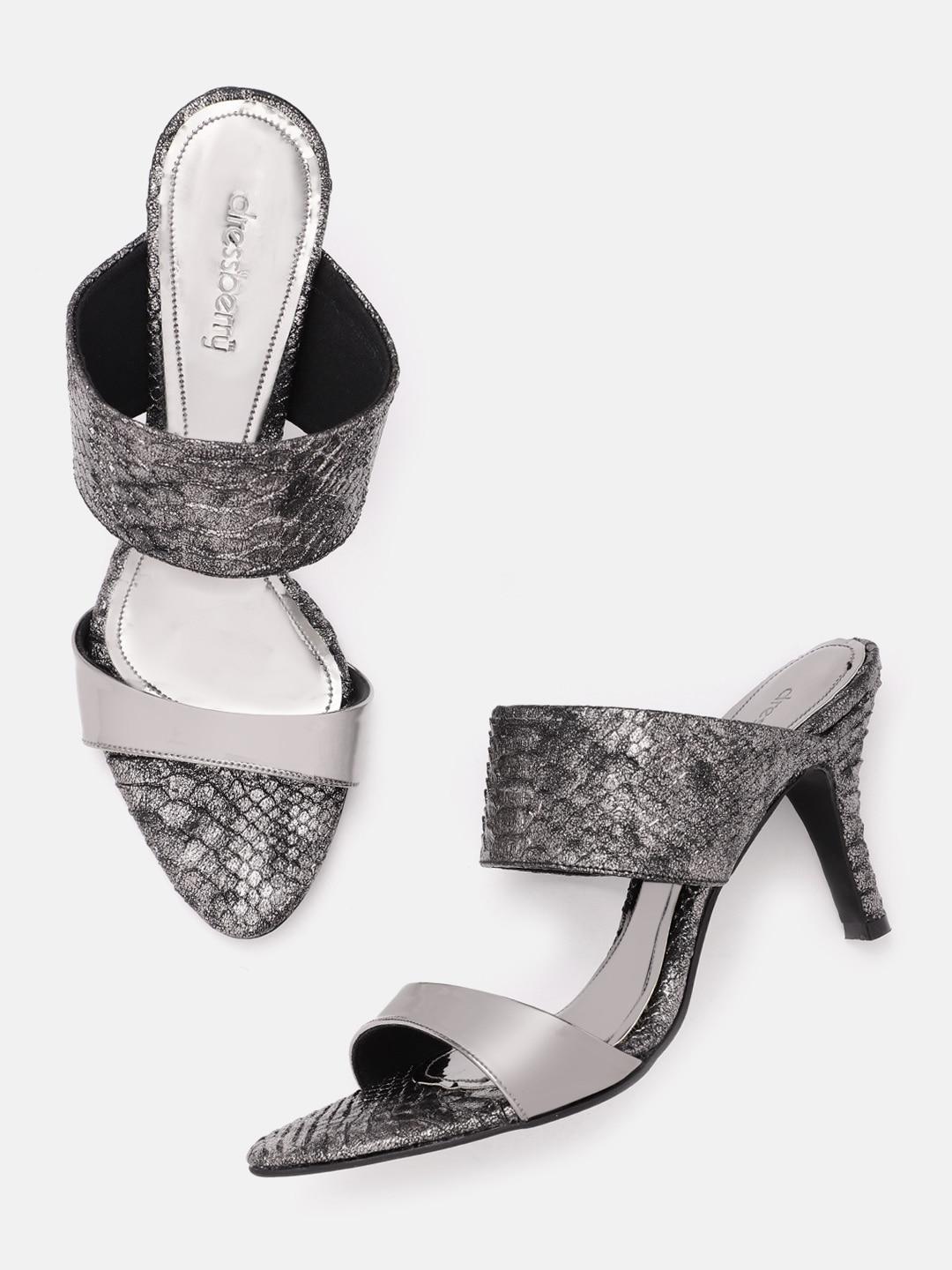dressberry-gunmetal-toned-&-silver-toned-handcrafted-snakeskin-textured-slim-heels