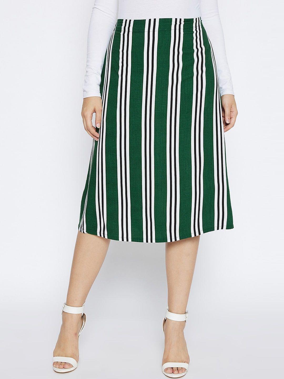 crimsoune-club-women-dark-green-striped-comfort-fit-skirt