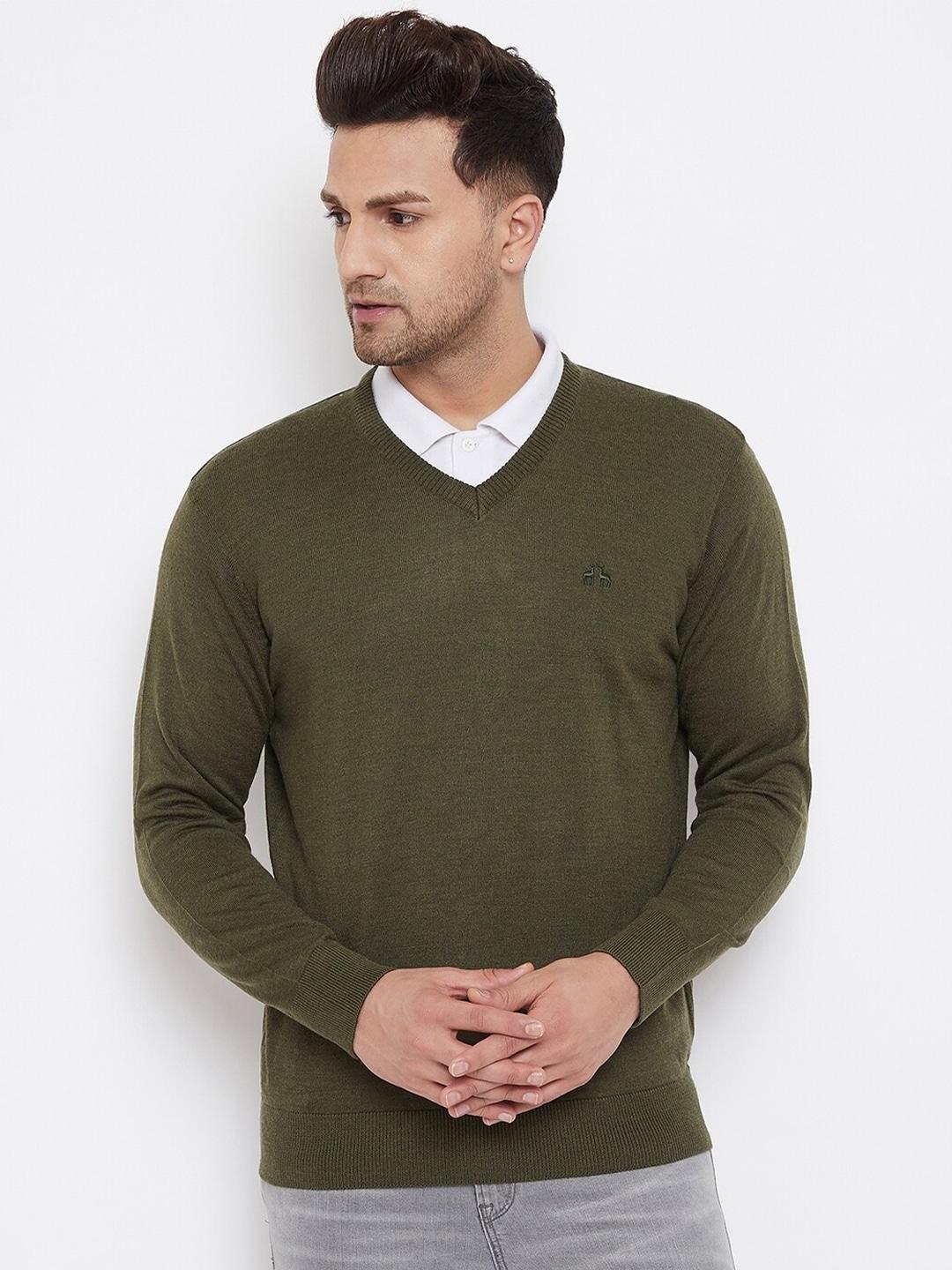 98-degree-north-men-olive-solid-v-neck-full-sleeves-sweater