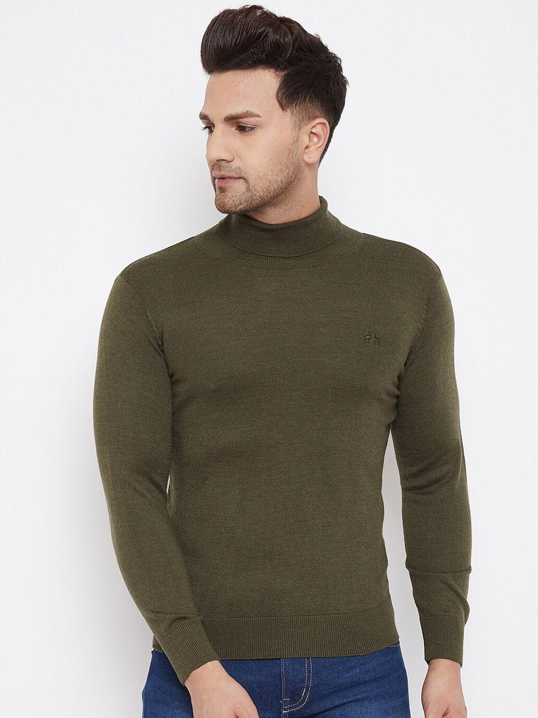 98 Degree North Men Olive Green Pullover Sweater