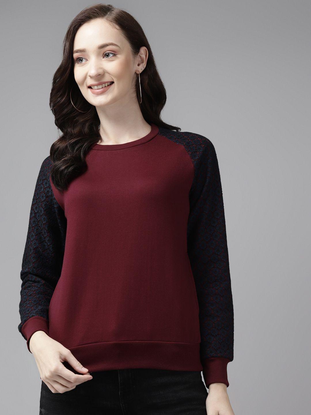 cayman-women-maroon-solid-sweatshirt