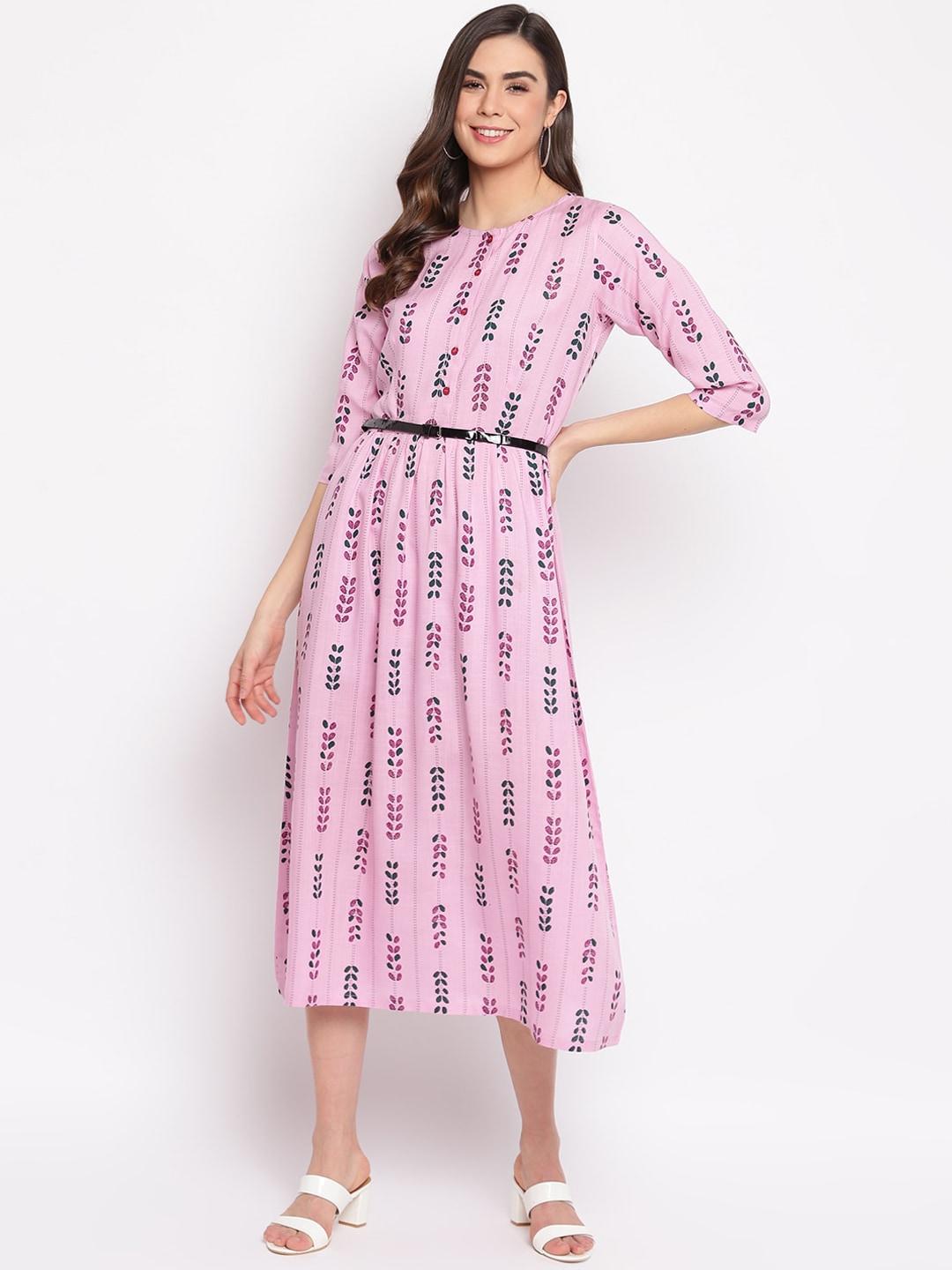 mayra-pink-ethnic-motifs-a-line-midi-dress