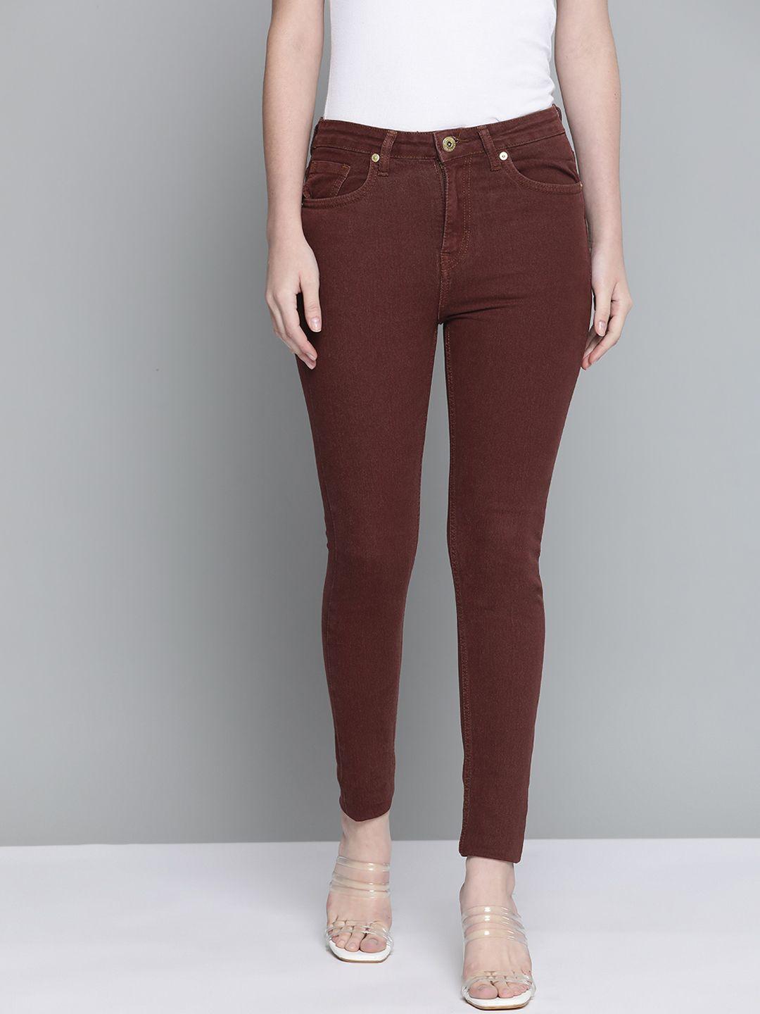 chemistry-women-brown-solid-jeggings
