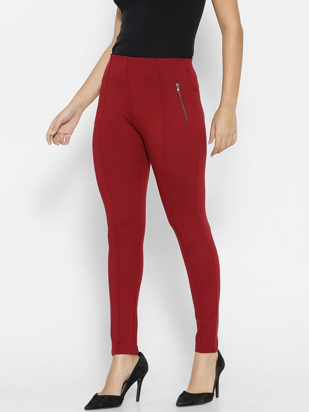 forever-21-women-maroon-solid-jegging