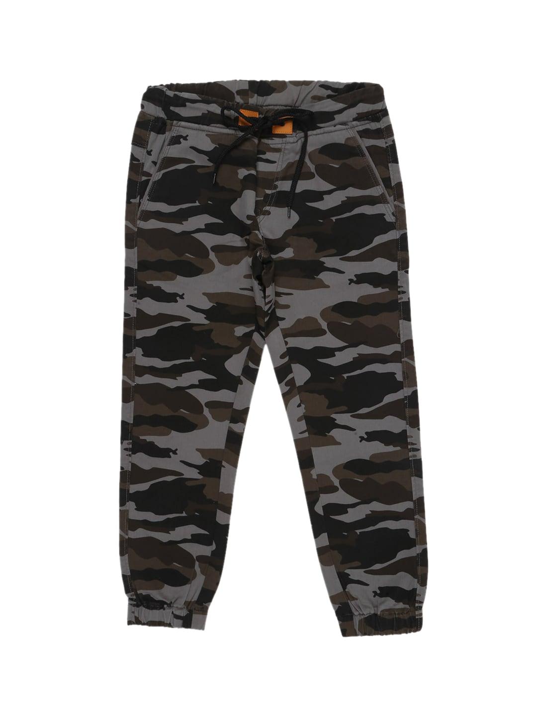 Urbano Juniors Boys Grey Camouflage Printed Slim Fit Joggers Trousers